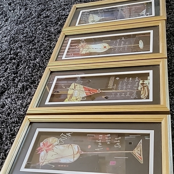 Mod Retro Drink Bar Beverage Wall Decor set of 4 Glass Fronts - Picture 2 of 13